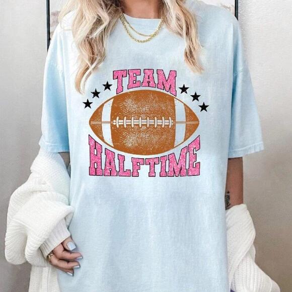 Team Halftime Sparkly Faux Sequins Superbowl Shirt Game Day Retro - Picture 1 of 4